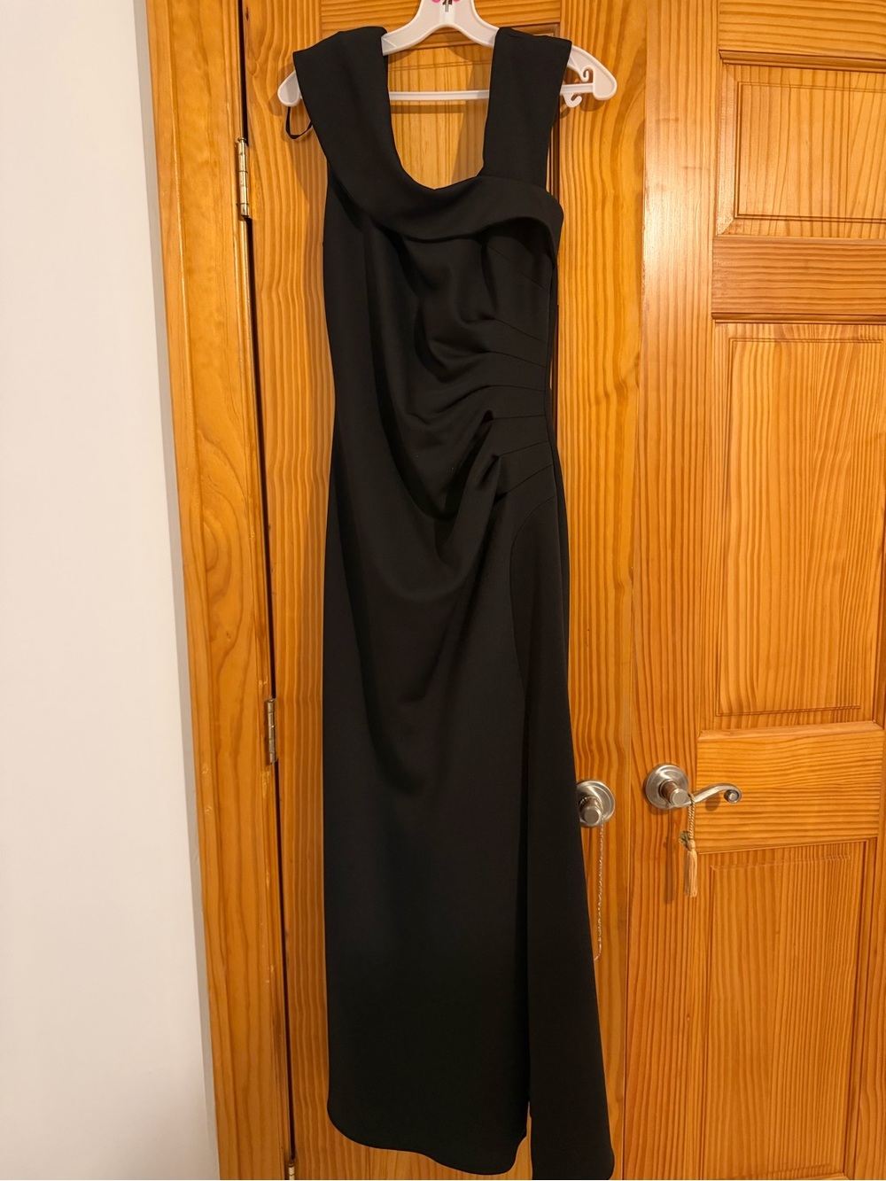Xscape Black Sleeveless Draped Maxi Dress